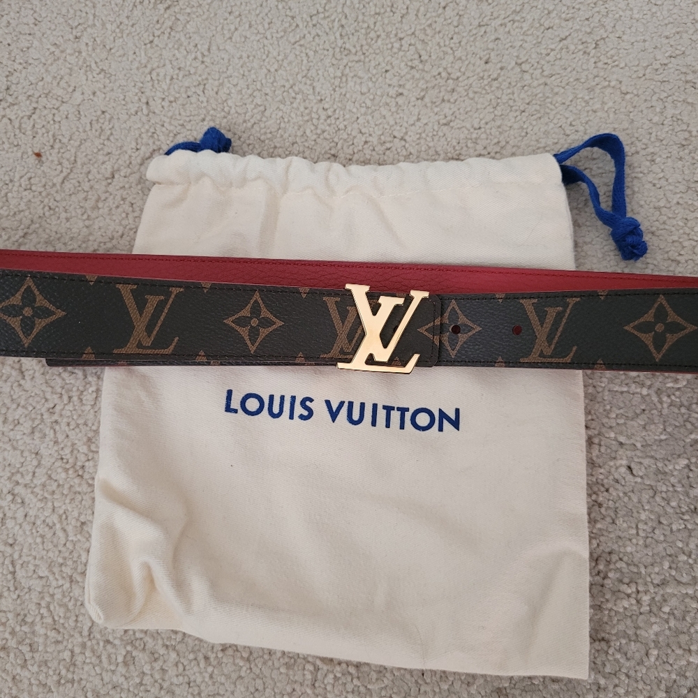 Louis Vuitton Red and Brown Monogram Belt